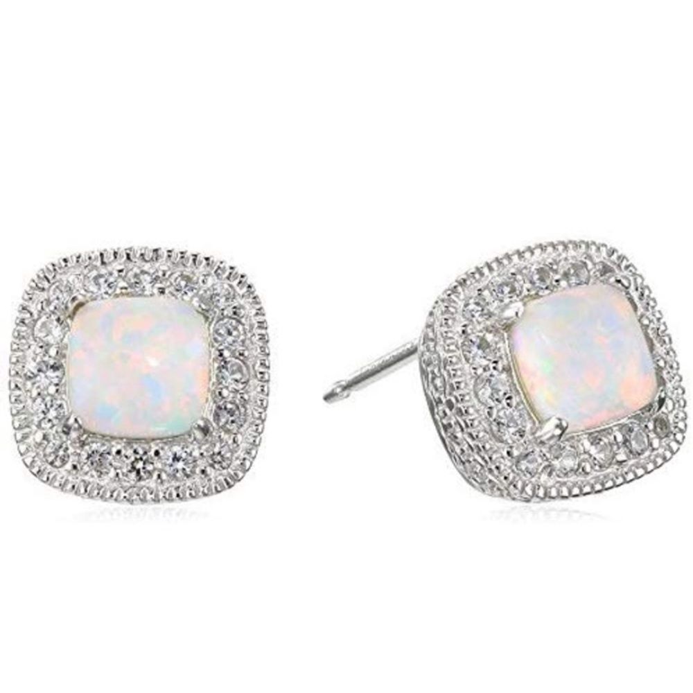 Ghostly Opal White Sapphire Earrings